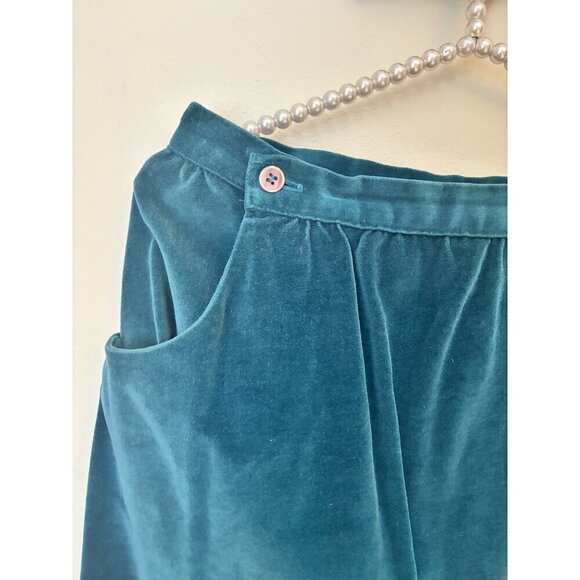 Vintage Sears Jr Bazaar Size 13 Teal Velvet Velour Skirt Retro - Picture 2 of 6